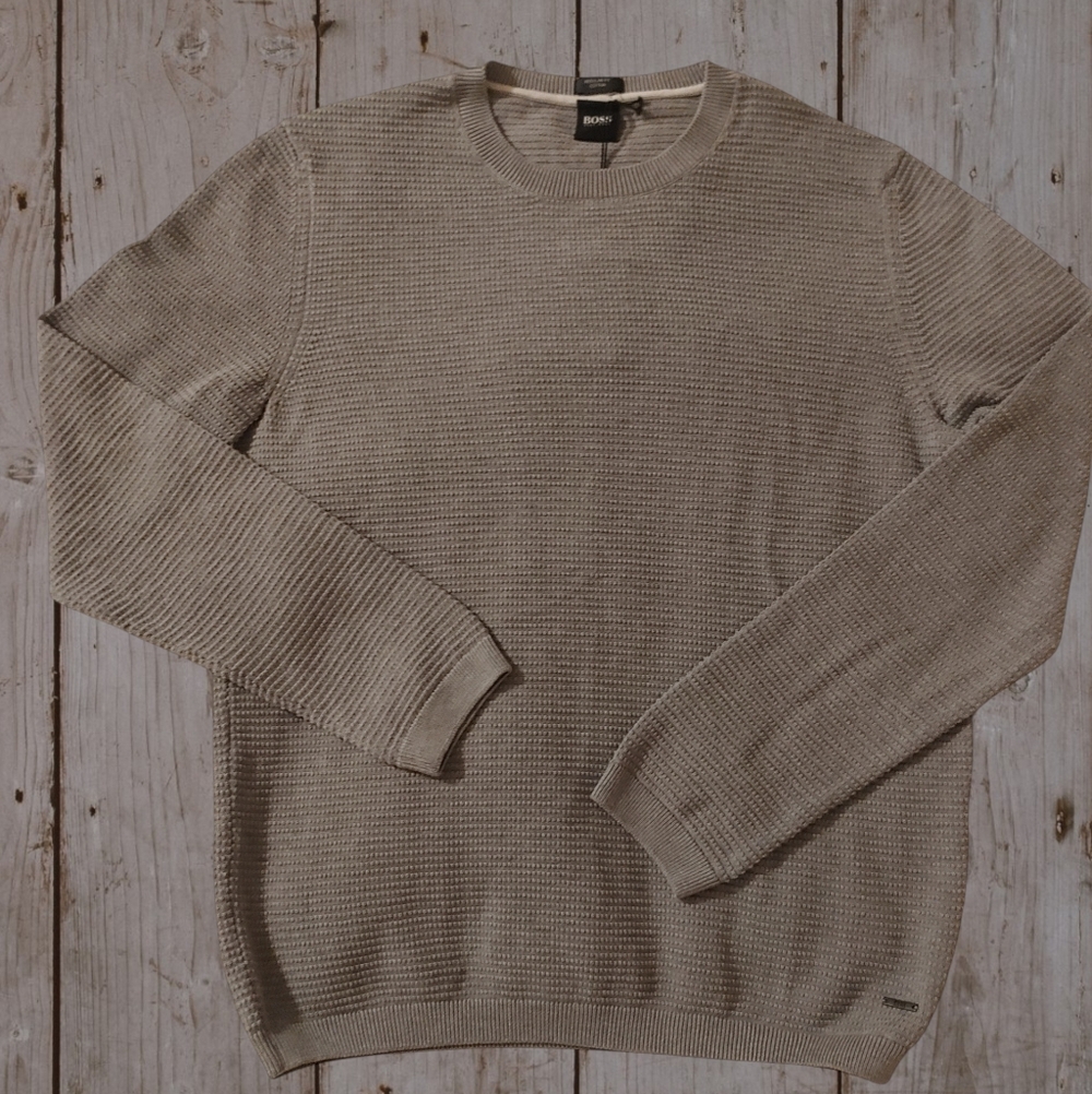 Hugo Boss Men's Gray Sweater Cotton Long Sleeve Size Medium New Without All Tags